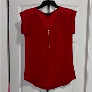 Express Vibrant Red Blouse with Zipper